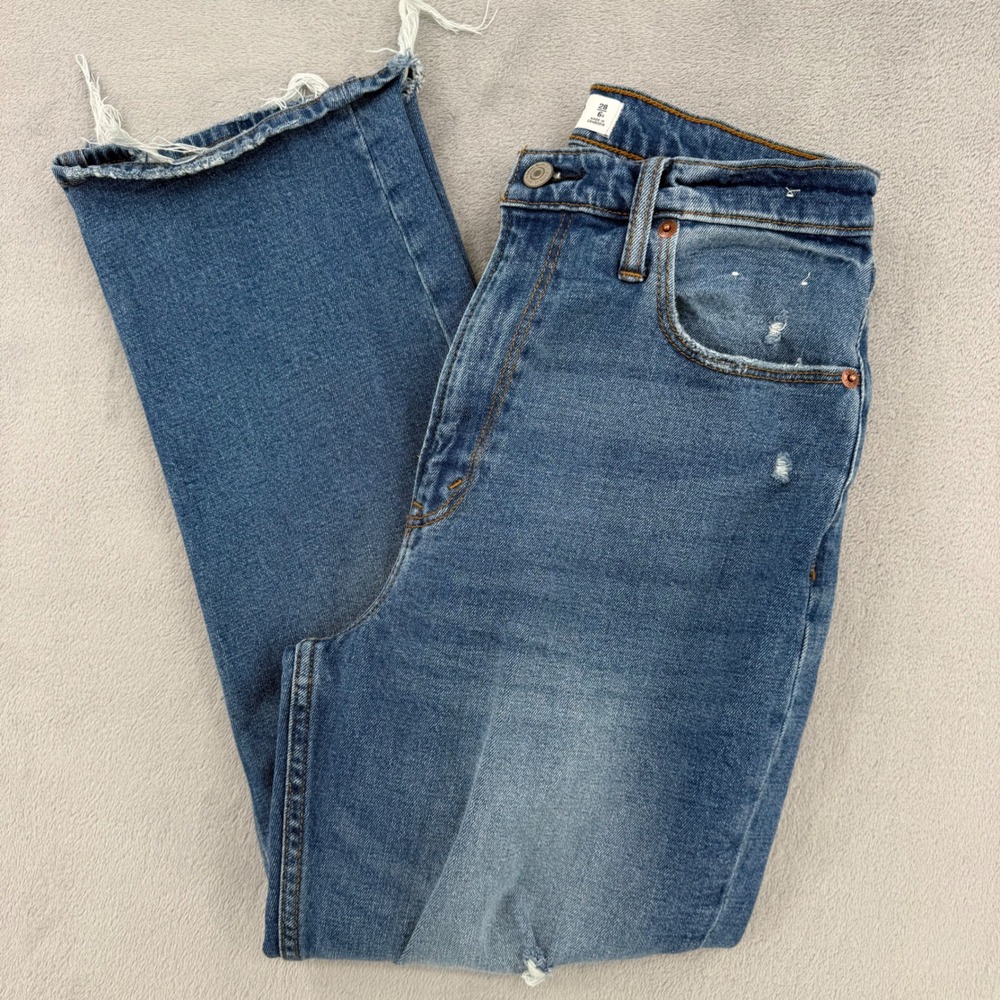 Abercrombie & Fitch Curve Love Ankle Straight Ultra High Rise Jeans Size 28 6R